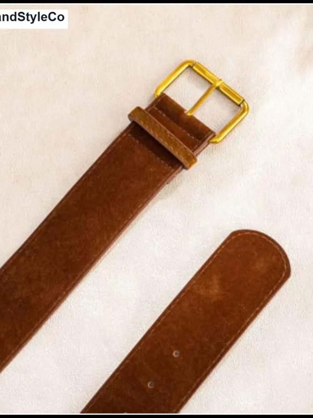 PU Western Belt Wide Chunky Suede Gold Buckle